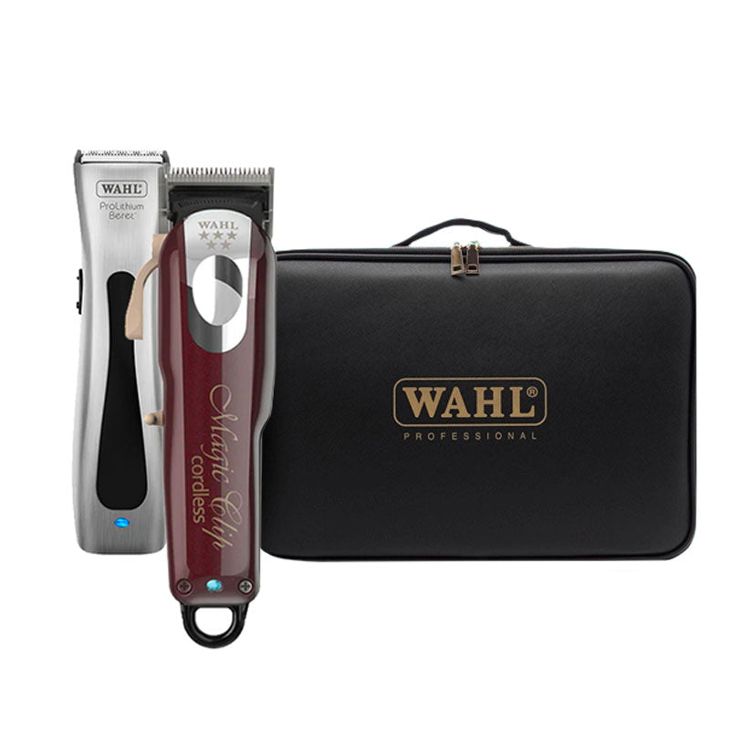 Wahl Cordless Magic Clip plus Beret Trimmer with Black and Gold Case Combo